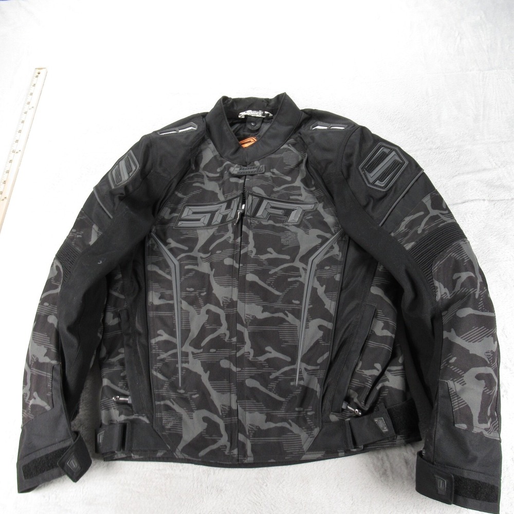 Shift Avenger Jacket Men Medium Black Camo Zip Elbow & Shoulder Pads Motorcycle